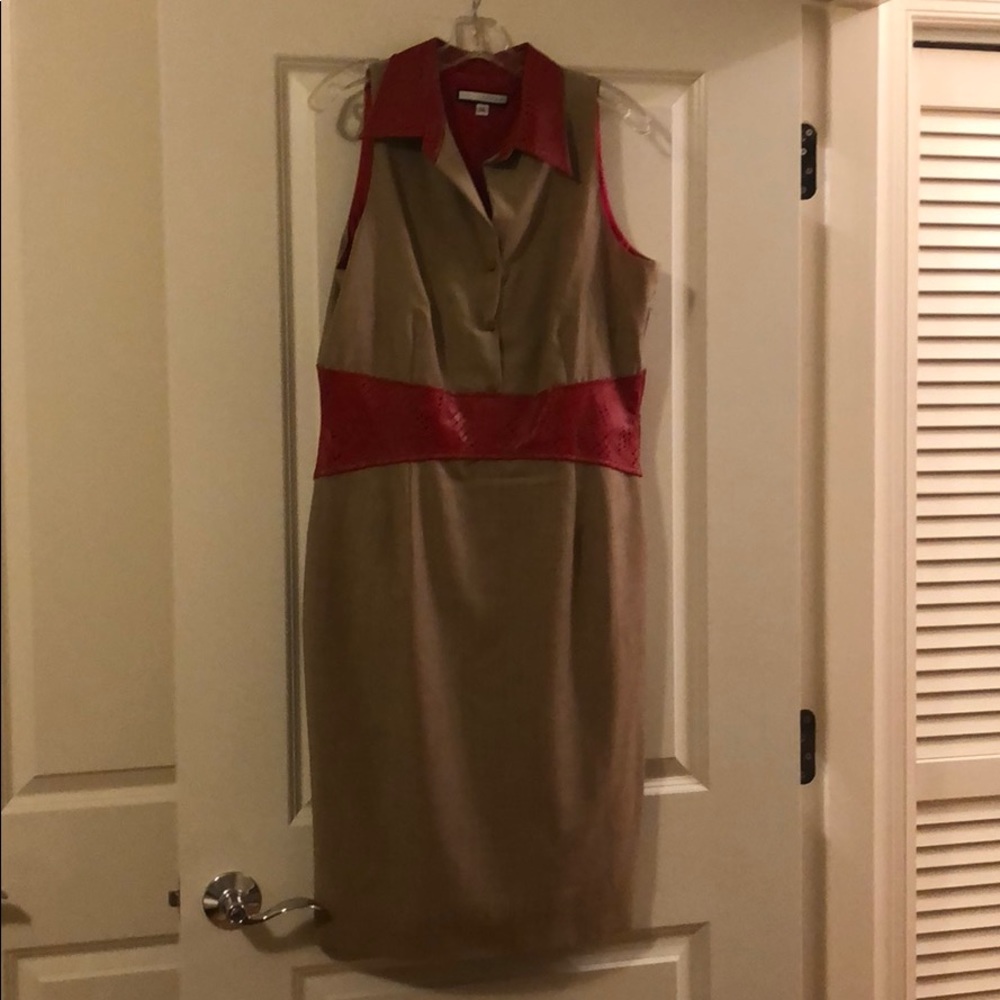 Lela Rose dress with red leather details